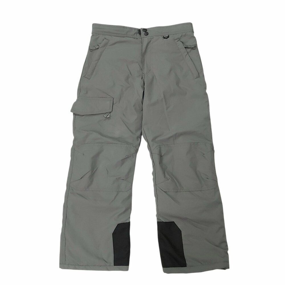Slalom Ski Snow Cargo Pants Kids Large 10/12 Gray Insulated Nylon Snowboarding